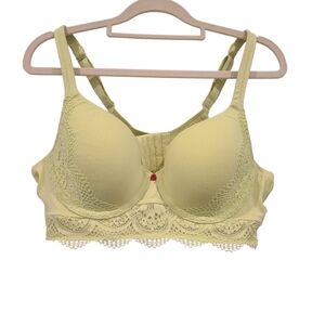 Lane Bryant Cacique Lime Green Lace Long Line Lightly Lined T Shirt Bra